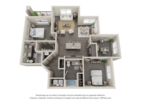2 bed 2 bath floor plan B at Trinity Woods, Independence